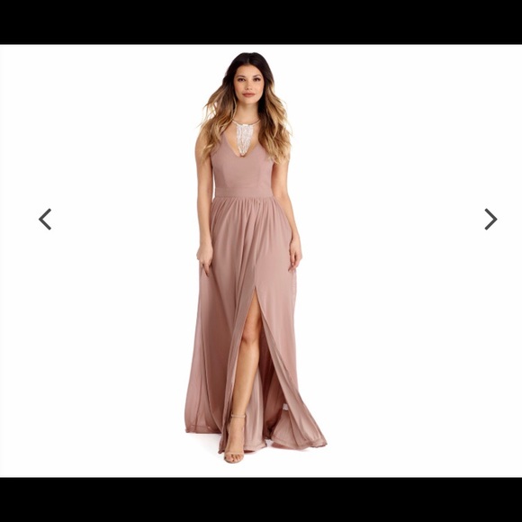 taupe chiffon dress